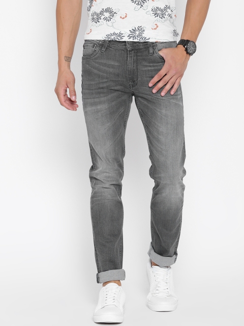 

Jack & Jones Men Grey Ben Skinny Fit Mid-Rise Clean Look Stretchable Jeans