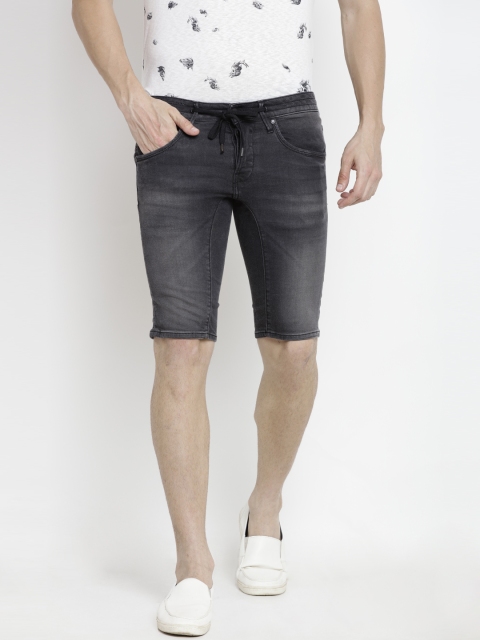 

Jack & Jones Men Grey Washed Slim Fit Denim Shorts