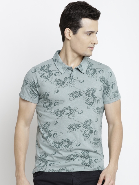 

Jack & Jones Men Green Printed Polo Collar T-shirt