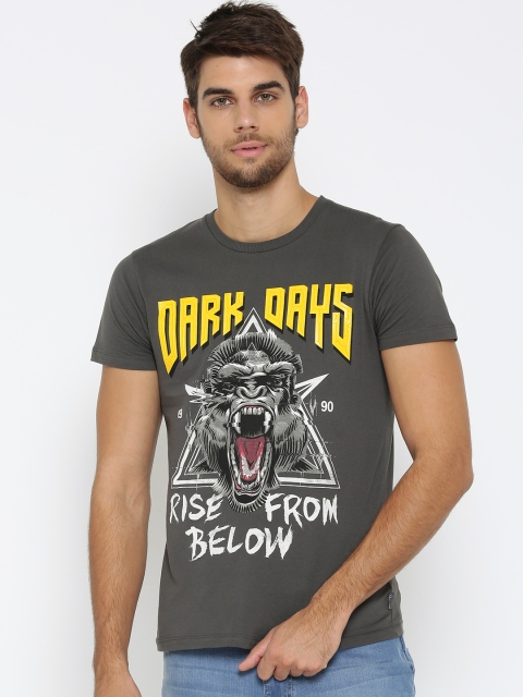 

Jack & Jones Men Grey Printed Round Neck T-shirt