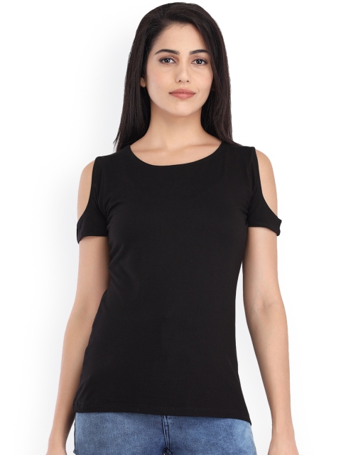 

Cottinfab Women Black Solid Top