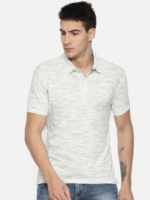 

John Players Men Off-White Solid Polo Collar T-shirt