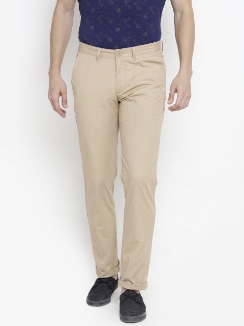 

John Players Men Beige Slim Fit Solid Chinos