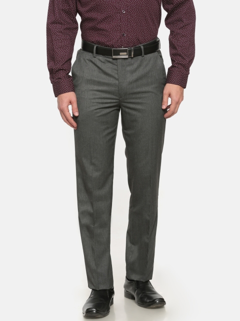 

John Players Men Grey Solid Formal Trousers