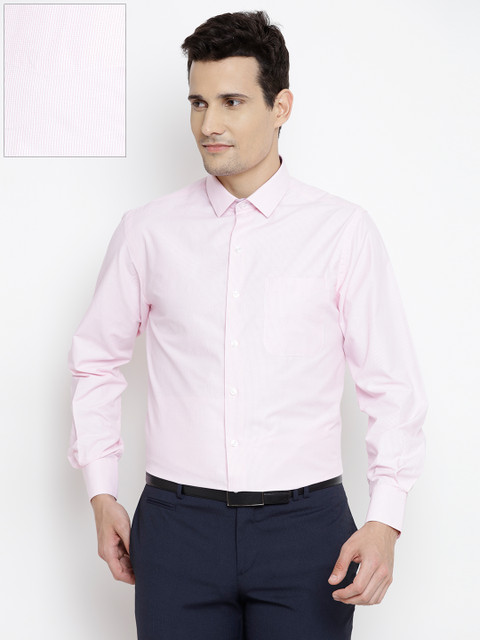 

John Players Men White & Pink Slim Fit Checked Formal Shirt