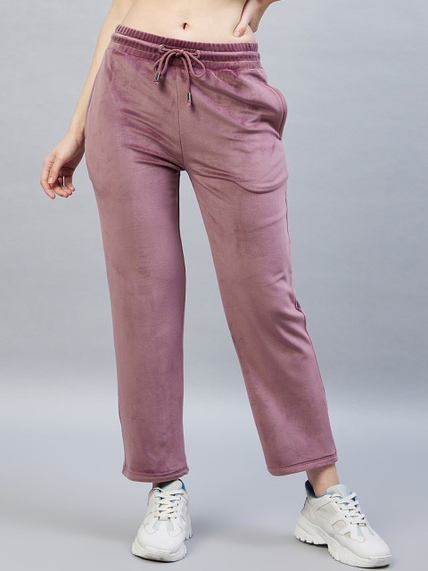 

DELAN Women Mauve Solid Cotton Regular Fit Track Pants