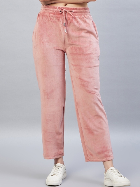 

DELAN Women Peach Solid Cotton Regular Fit Track Pants