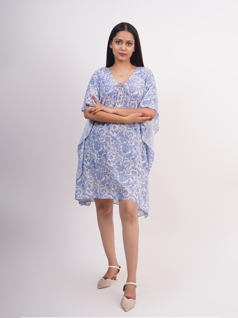 

Rajoria Instyle Women Blue Floral Printed Kaftan Dress