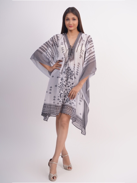 

Rajoria Instyle Women White Printed Kaftan Dress