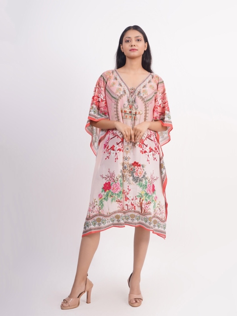 

Rajoria Instyle Women Red Floral Printed Kaftan Dress