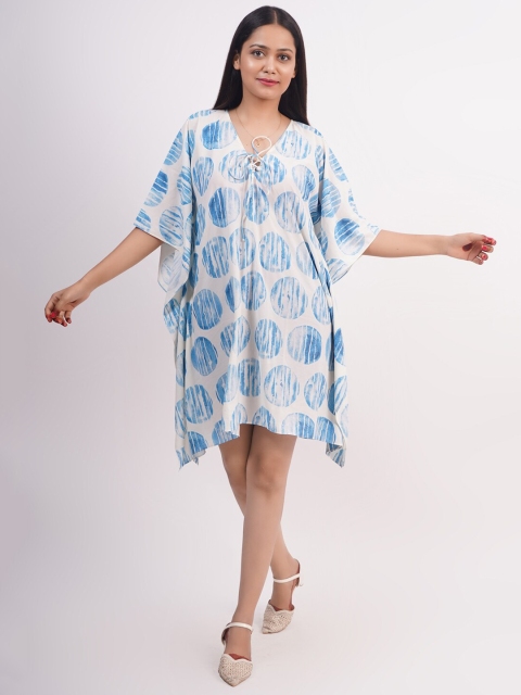 

Rajoria Instyle White & Blue Kaftan Dress