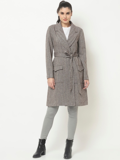 

Owncraft Women Brown Solid Wool Trench Coat
