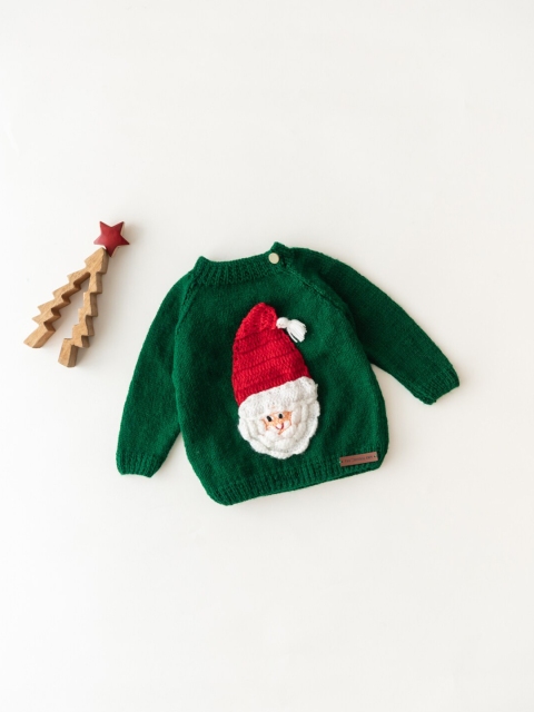 

The Original Knit Infants Kids Green & Red Embroidered Pullover Sweater