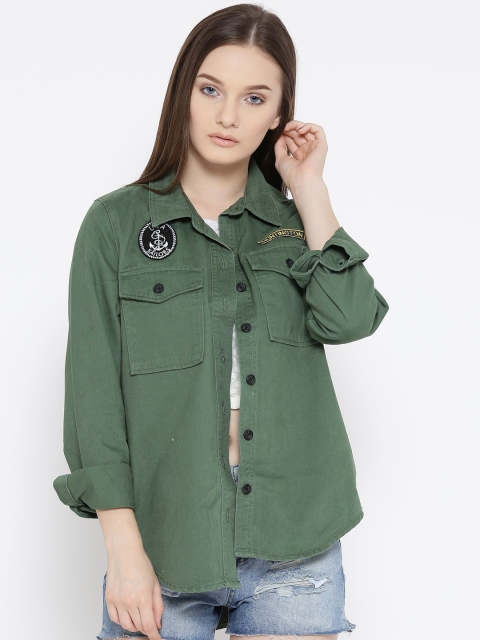 

FOREVER 21 Women Green Solid Shacket