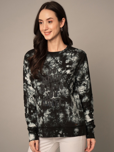 

Yaadleen Women Black Abstract Printed Cotton Sweatshirt
