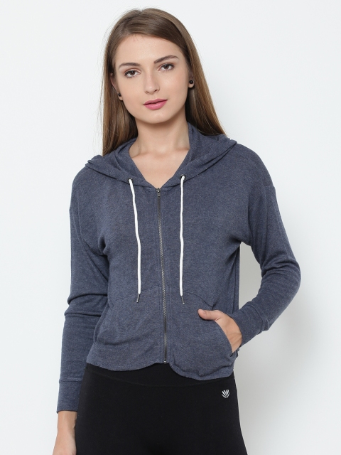 

FOREVER 21 Women Navy Solid Hooded Jacket, Navy blue