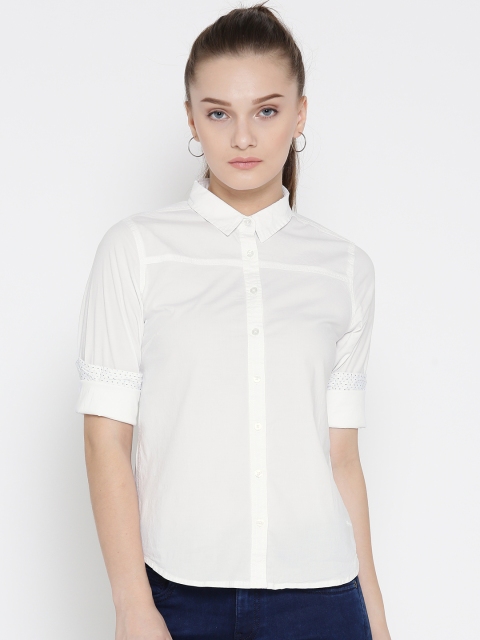 

Pepe Jeans Women White Solid Casual Shirt