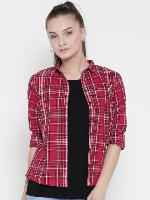 

Pepe Jeans Women Pink & Off-White Checked Casual Shirt