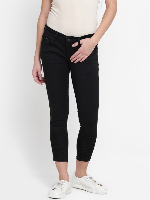 

Pepe Jeans Women Black Jegging Skinny Fit Low-Rise Clean Look Stretchable Cropped Jeans