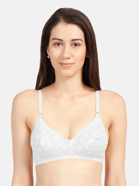 

Sonari Women Pack of 2 Beige & White Embroidered Pure Cotton Non Padded Bra