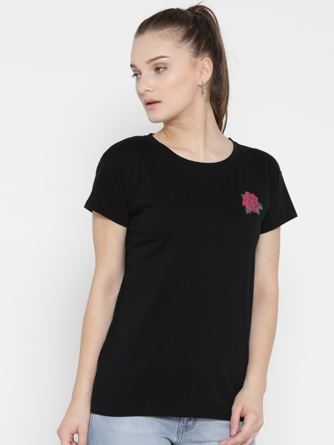 

Pepe Jeans Women Black Solid Round Neck T-shirt