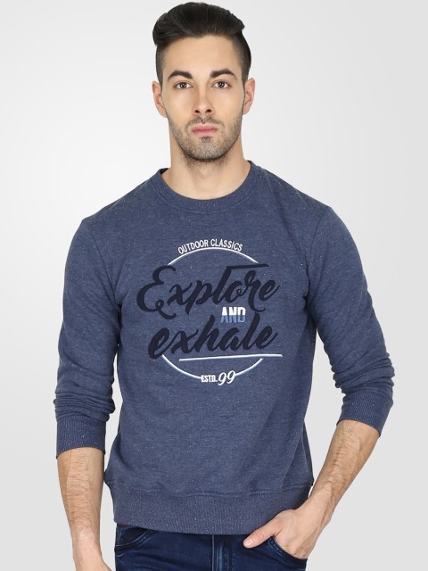 

t-base Men Blue Printed Sweatshirt