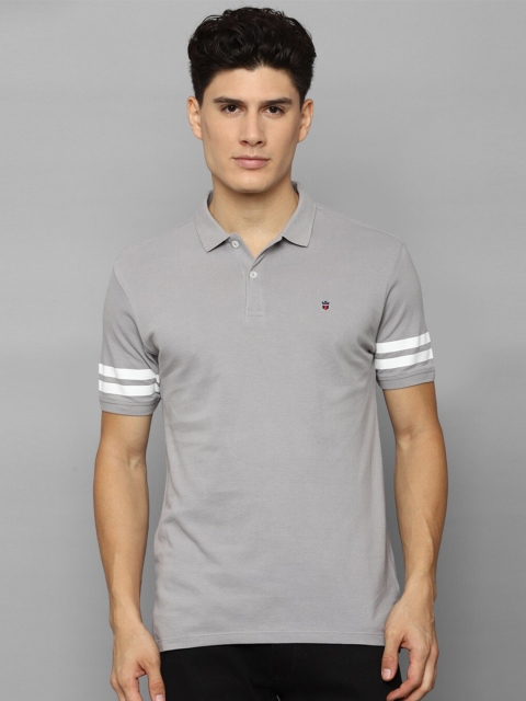 

Louis Philippe Jeans Men Grey Cotton Polo Collar Slim Fit T-shirt