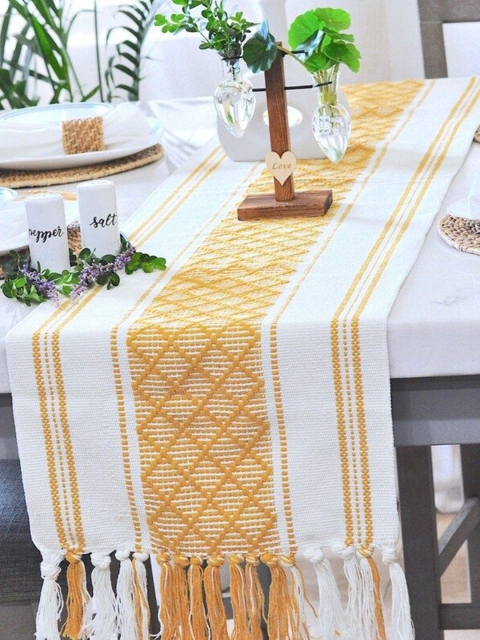 

THE little BIG STORE White Hand Woven Cotton Runner