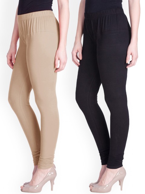 

LYRA Women Pack Of 2 Assorted Cotton Churidar Length Leggings