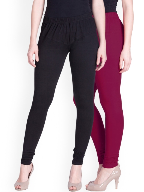 

LYRA Women Pack Of 2 Assorted Cotton Churidar Length Leggings