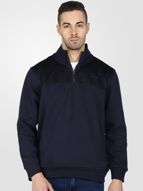

t-base Men Navy Colourblocked Sweatshirt, Navy blue