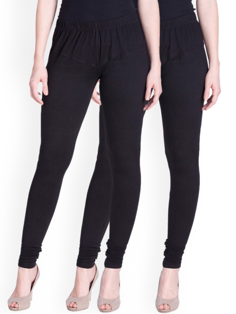 

LYRA Women Pack Of 2 Black Churidar-Length Leggings