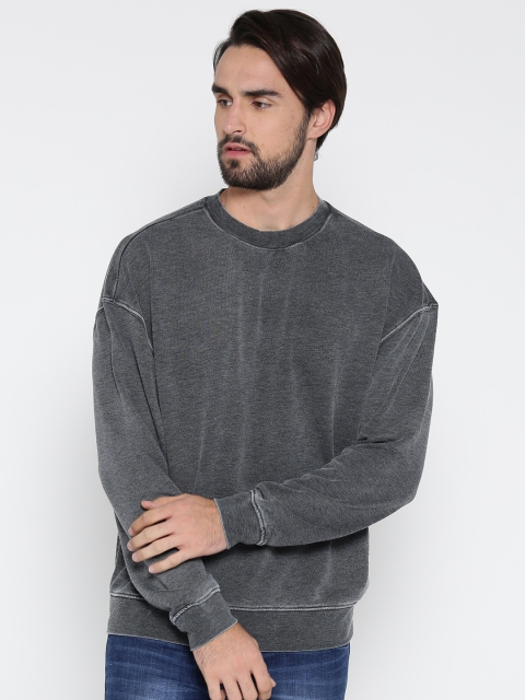 

FOREVER 21 Men Grey Solid Sweatshirt