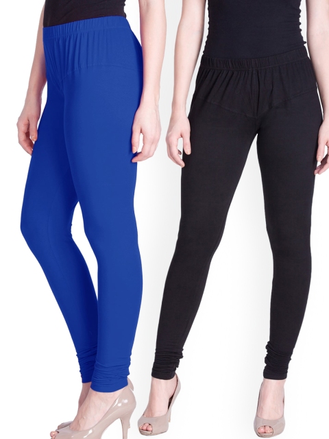 

LYRA Women Pack of 2 Assorted Solid Churidar-Length Leggings