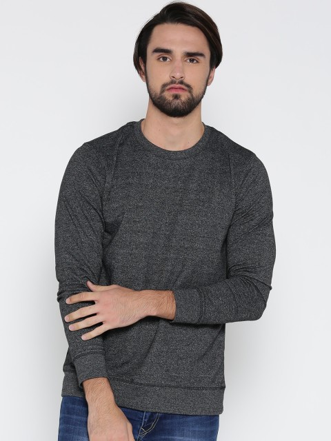 

FOREVER 21 Men Charcoal Grey Solid Sweatshirt
