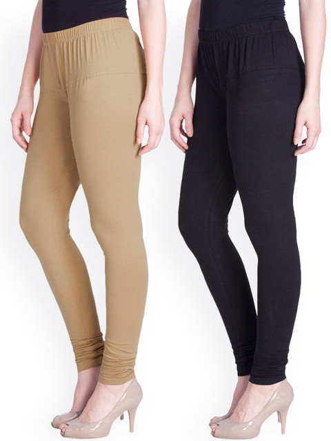 

LYRA Women Pack Of 2 Assorted Solid Churidar-Length Leggings