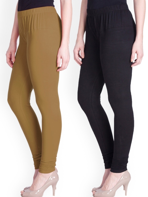 

LYRA Women Pack Of 2 Assorted Solid Churidar-Length Leggings