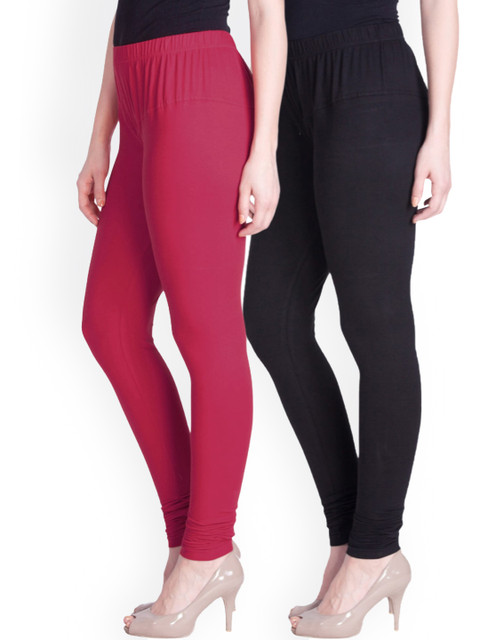 

LYRA Women Pack Of 2 Assorted Solid Churidar-Length Leggings