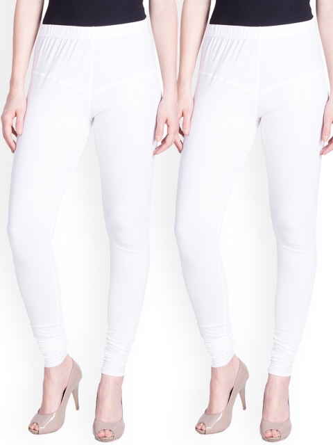 

LYRA Women Pack Of 2 White Solid Churidar-Length Leggings