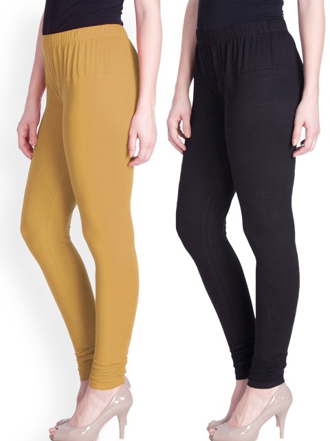 

LYRA Women Pack Of 2 Brown & Black Churidar Length Leggings