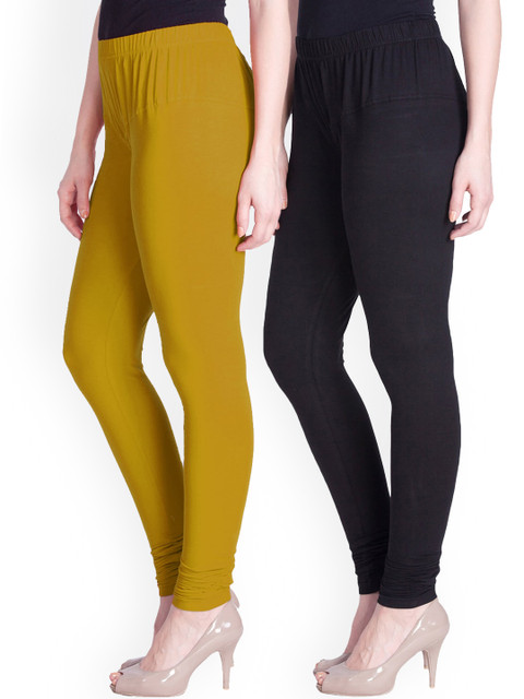 

LYRA Women Pack Of 2 Mustard & Navy Blue Churidar-Length Leggings