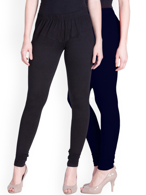 

LYRA Women Pack Of 2 Black Churidar-Length Leggings