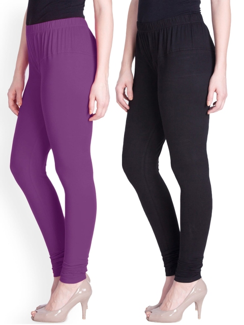 

LYRA Women Pack Of 2 Churidar-Length Leggings, Purple