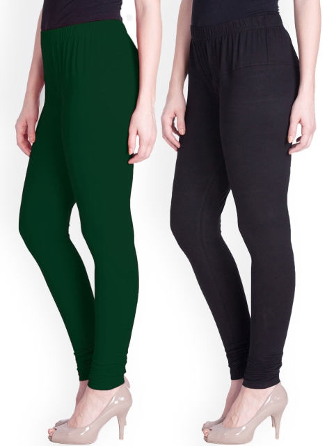 

LYRA Women Pack Of 2 Churidar-Length Leggings, Green