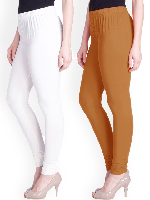 

LYRA Women Pack Of 2 Churidar-Length Leggings, Brown