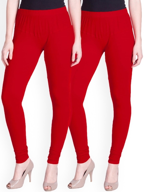 

LYRA Women Red Pack Of 2 Cotton Churidar Length Leggings