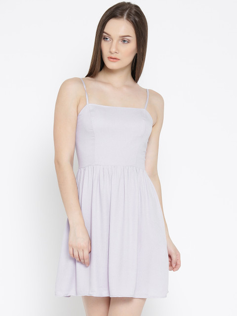 

FOREVER 21 Women Lavender Solid Fit & Flare Dress