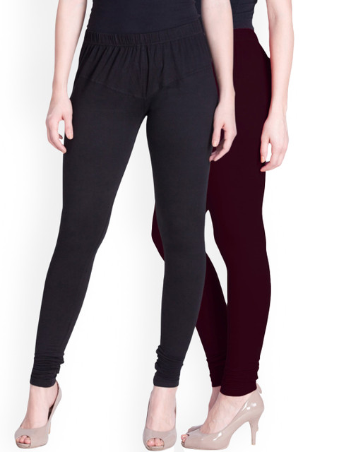 

LYRA Women Pack Of 2 Assorted Churidar Length Cotton Leggings