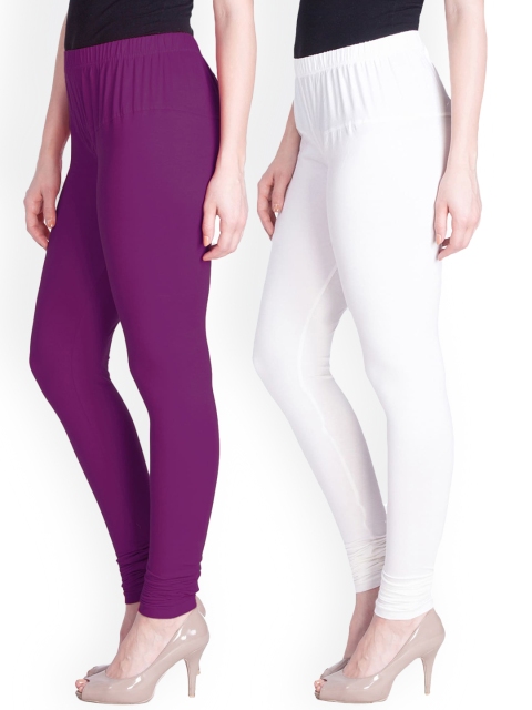 

LYRA Women Pack Of 2 Assorted Churidar-Length Cotton Leggings