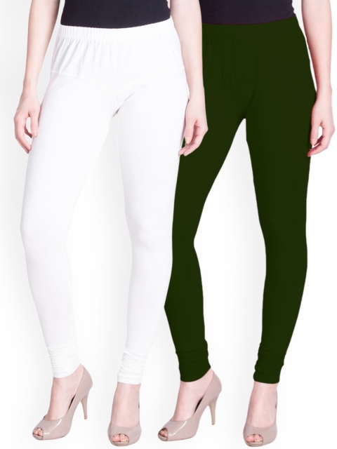 

LYRA Women Pack Of 2 Assorted Churidar-Length Cotton Leggings